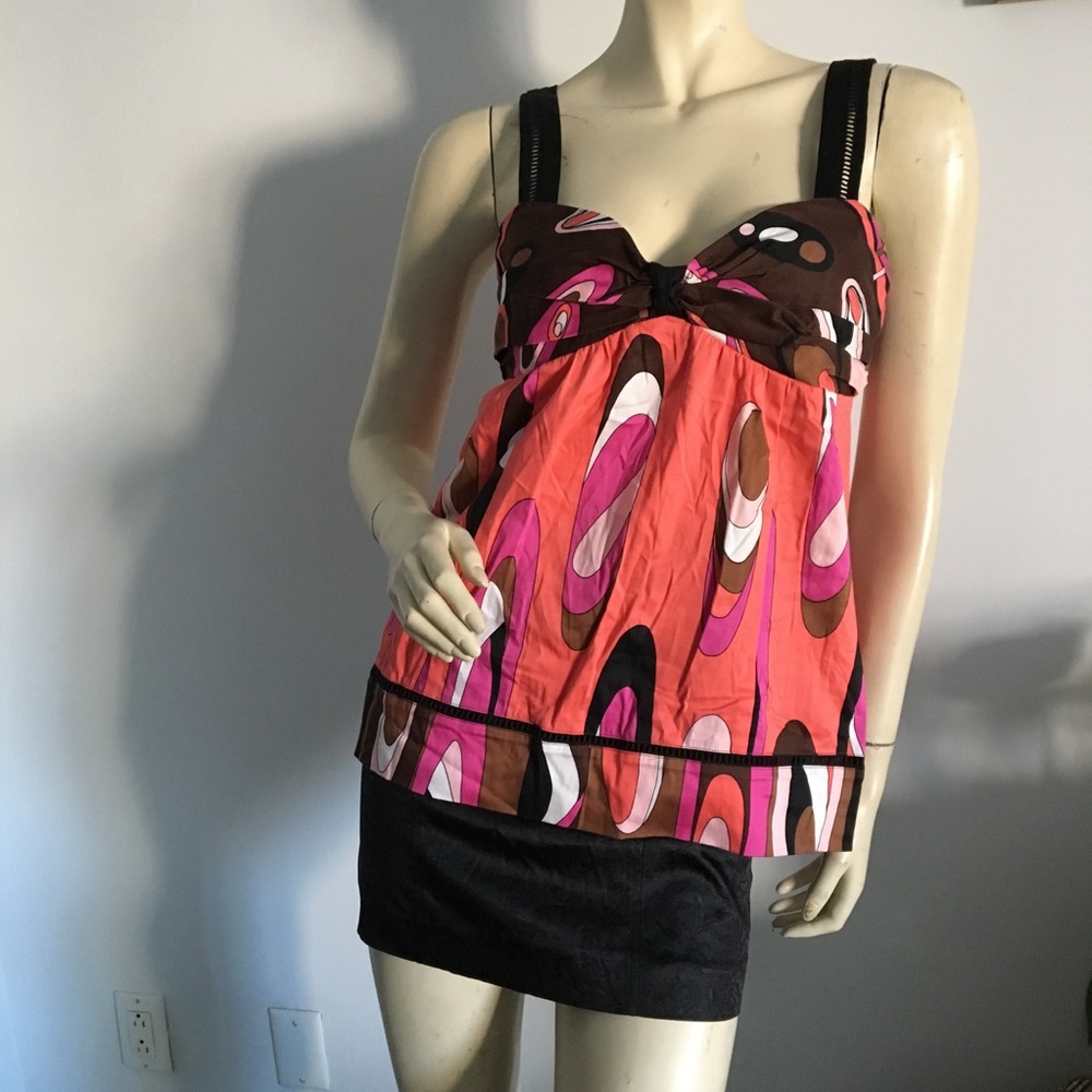 New Claude Brown retro printed tank top
